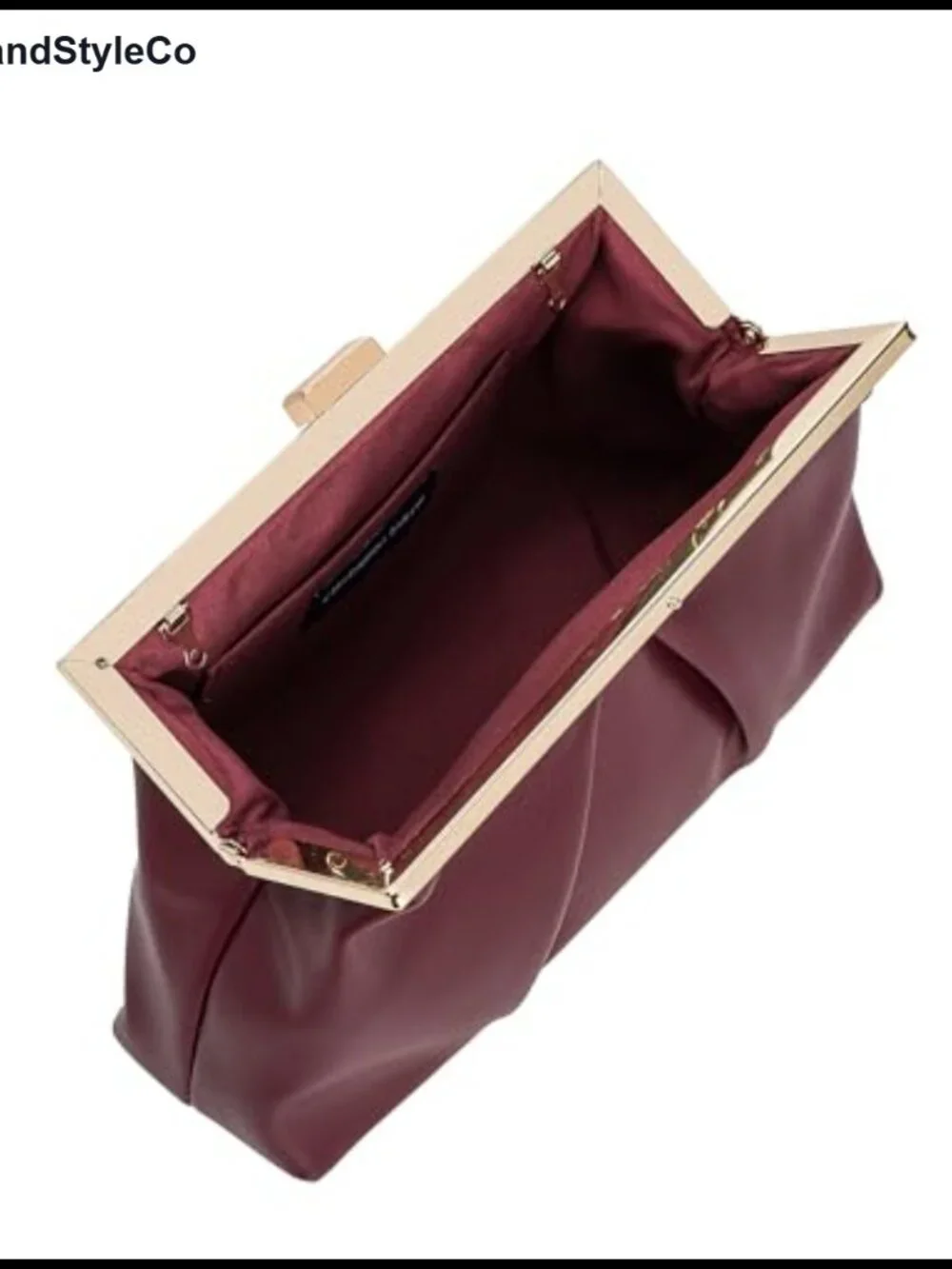 Faux Leather Clutch Purse Ruched PU Metal Frame Formal Evening Bag with Pearl